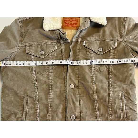 Levi's Womens Trucker Jacket Corduroy Sherpa Lined Tan Khaki Size Medium - Picture 6 of 13